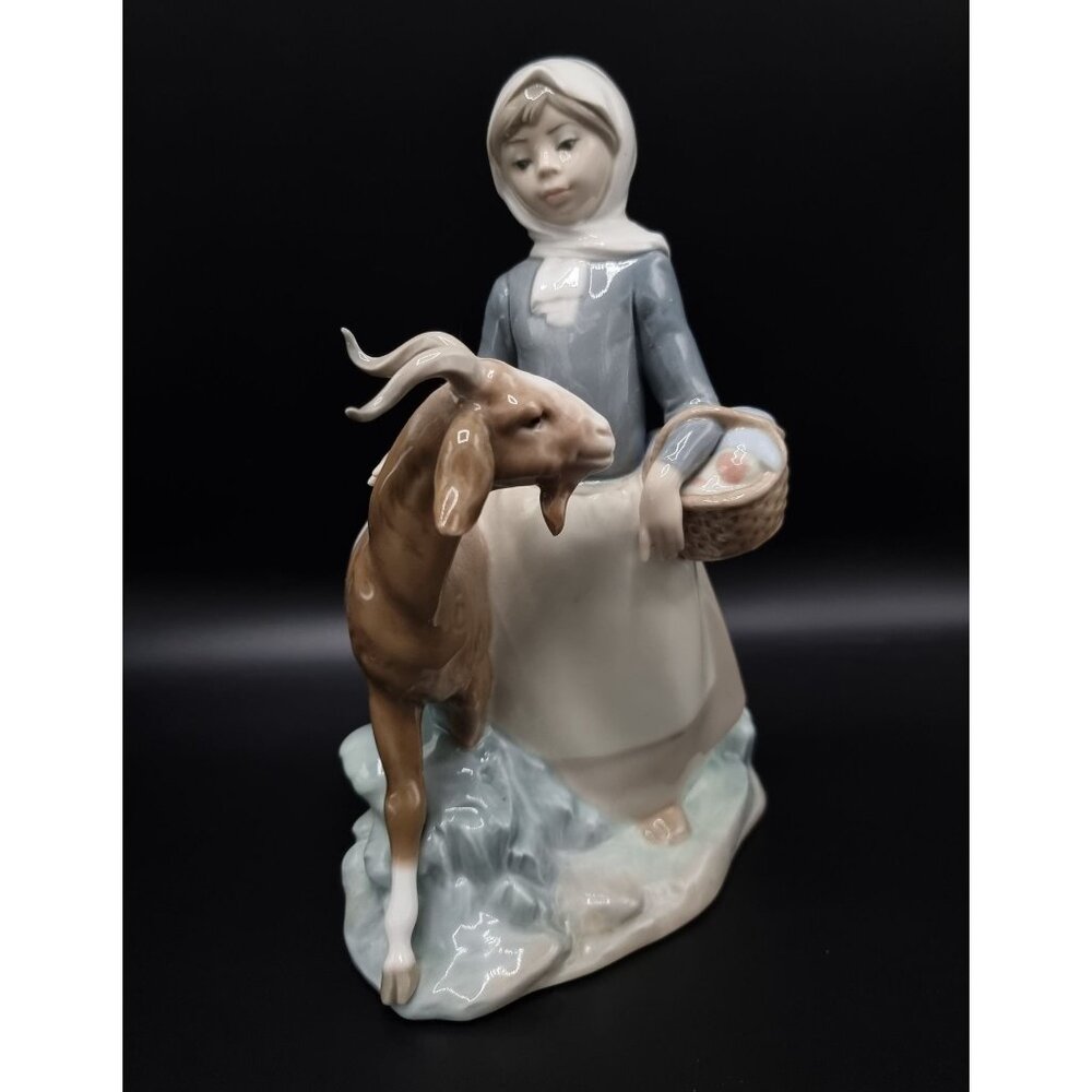 Vintage LLARDO Girl With Goat Porcelain Hand-Painted